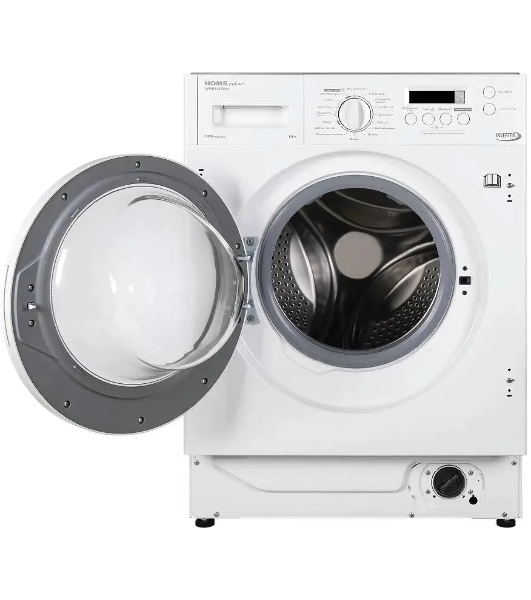 Стиральная машина встраиваемая HOMSair WMB1486WH белый, загрузка фронтальная 8 кг, 1400 об/мин, класс A
