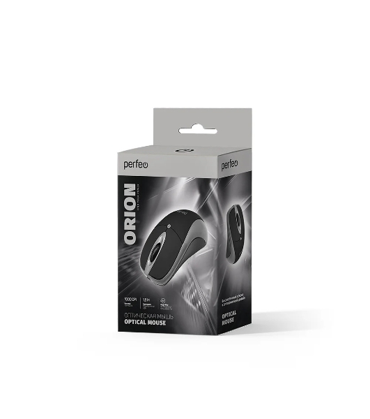 Мышь проводная Perfeo ORION черный/серый, 1000 dpi, USB, кнопки - 3