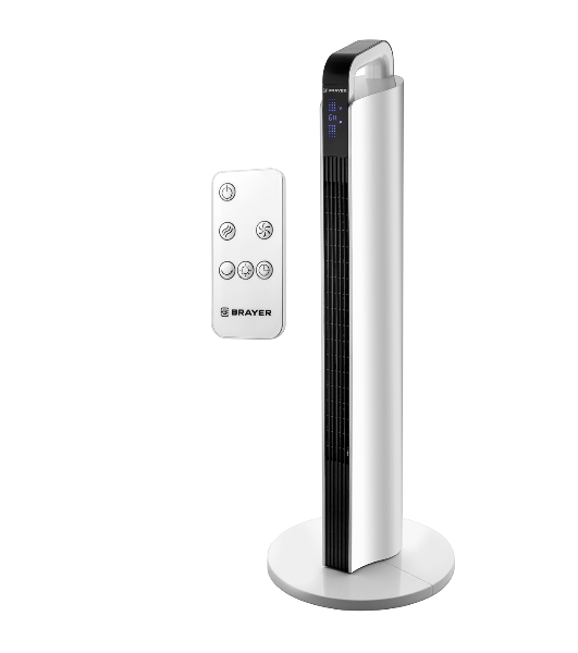 Вентилятор BRAYER 4955BR белый, напольный, 60 Вт, 3 скорости, 90 см
