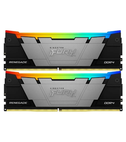 Оперативная память Kingston Fury Renegade, DDR4, 16Gb (2x8Gb), 3200MHz, CL16, DIMM, с радиаторами, RGB, черный