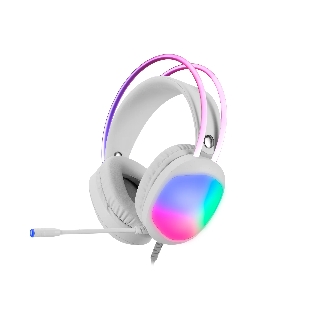 Гарнитура Marvo HG8959 Lumi 40 белый, проводная, 2×3.5 мм, микрофон с отключением, RGB-подсветка