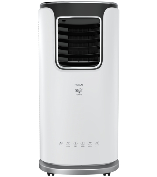 Кондиционер мобильный FUNAI JASMINE MAC-JS30CON03 9500 BTU, 20 м², 55 дБ, охлаждение, осушение, белый