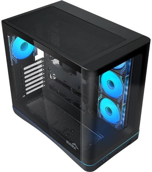 Корпус SAMA V62S, Midi-Tower, чёрный, 4 x 120 мм