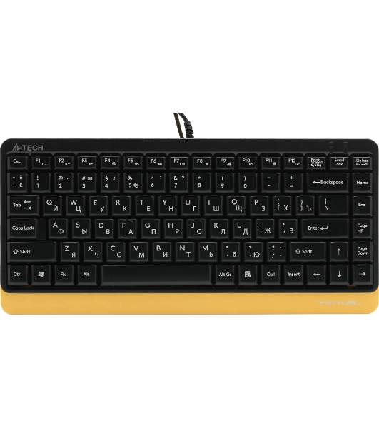 Комплект клавиатура+мышь A4Tech FStyler F1110 проводной, USB, 2000 DPI, чёрный/жёлтый
