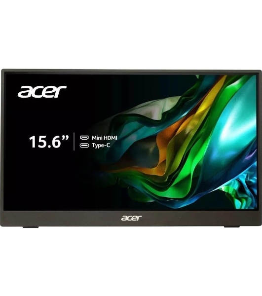 Монитор 15.6' Acer PM161QJbmiuux IPS 1920x1080, 60 Гц, 6 мс, 16:9, 250 кд/м², mini-HDMI, 2xUSB-C, 3.5 Jack, динамики (2x1 Вт), HDR10, FreeSync, черный