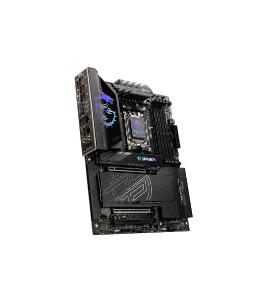 Материнская плата MSI MPG X870E CARBON WIFI, AM5, AMD X870E, 4xDDR5, 4xSATA, 4xM.2, 1xPCIe 5.0 x16, 1xPCIe 5.0 x4, 1xPCIe 4.0 x4, 1xHDMI, 2xUSB-C, 2x1Gb LAN, 9xUSB 3.2 Gen 2, 2xUSB4, 2x3.5 мм, 7.1, ATX