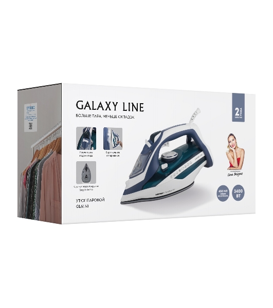 Утюг Galaxy Line GL 6138 бирюзовый, 3400 Вт, 80 г/мин, 240 г/мин, 450 мл