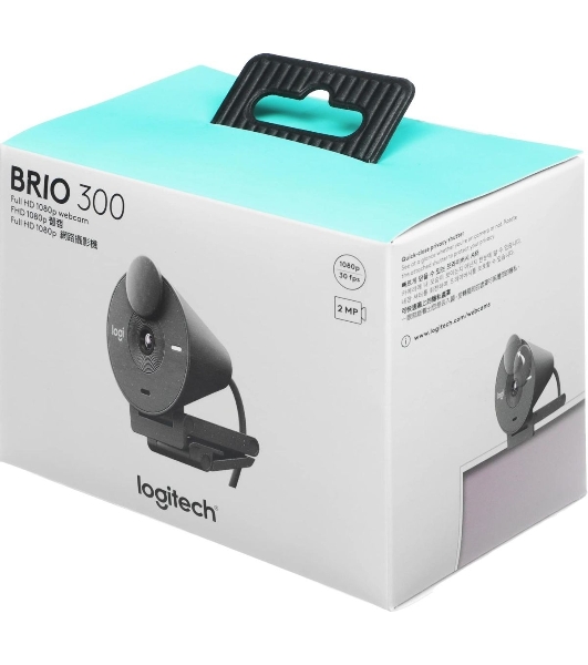 Веб-камера Logitech Brio 300 1920x1080, 30 кадр/с, USB Type-C, микрофон (шумоподавление), автоматическая фокусировка, автоосвещение, универсальное крепление