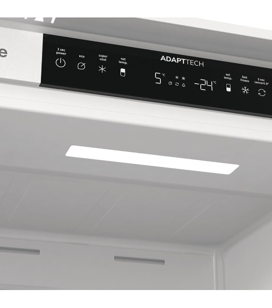 Встраиваемый холодильник Gorenje NRKI517142, полезный объем 243 л, электронное управление, цифровой дисплей, автоматическое размораживание No Frost, быстрое замораживание, интенсивное охлаждение, зона свежести с контролем влажности, слайдерное крепление, энергоэффективность А+