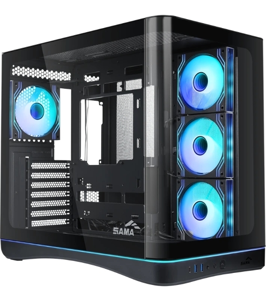 Корпус SAMA V62S, Midi-Tower, чёрный, 4 x 120 мм