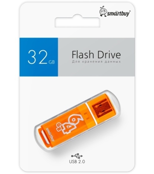 Флешка USB Smartbuy Glossy series Orange (SB64GbGS-Or), 64Gb, USB 2.0, R/W 25/15, оранжевый