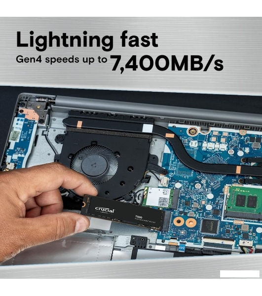 Накопитель SSD Crucial T500, 2Tb, M.2 2280, PCIe 4.0 x4, NVMe, R/W 7400/7000