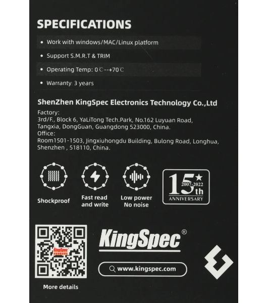 Накопитель SSD 2.5' KingSpec P3-512, 512Gb, SATA, R/W 570/500