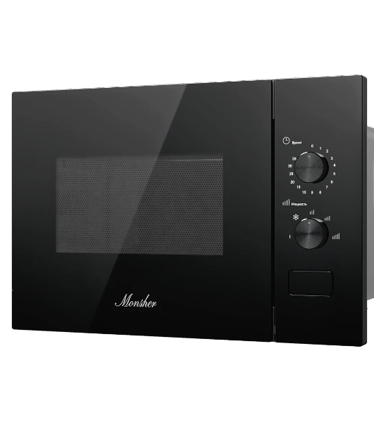 Встраиваемая микроволновая печь MONSHER MMH 1015 Noir, High-Tech, 15 л, мощность 600 Вт, 5 уровней мощности, размораживание, поворотное управление, черный