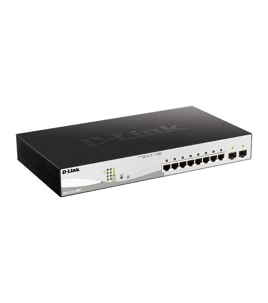 Коммутатор D-Link DGS-1210-10MP/F3A, 8×1 Гбит/с + 2×1 Гбит/с SFP, управляемый