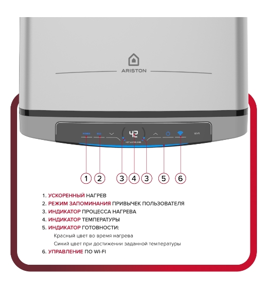 Водонагреватель Ariston Velis Lux Inox PW ABSE WIFI 80, 2.5 кВт, 80л, электрический настенный/серый
