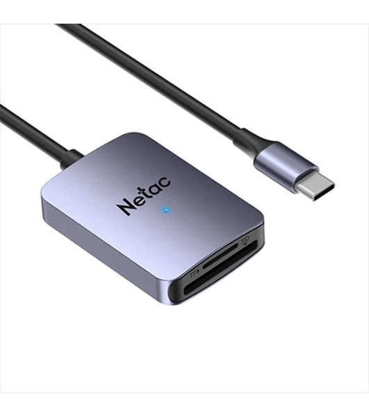 Кард-ридер Netac Flash WK12/серый/SD/SDHC/SDXC/microSD/microSDHC/microSDXC/USB 3.0 Type-C/пластик