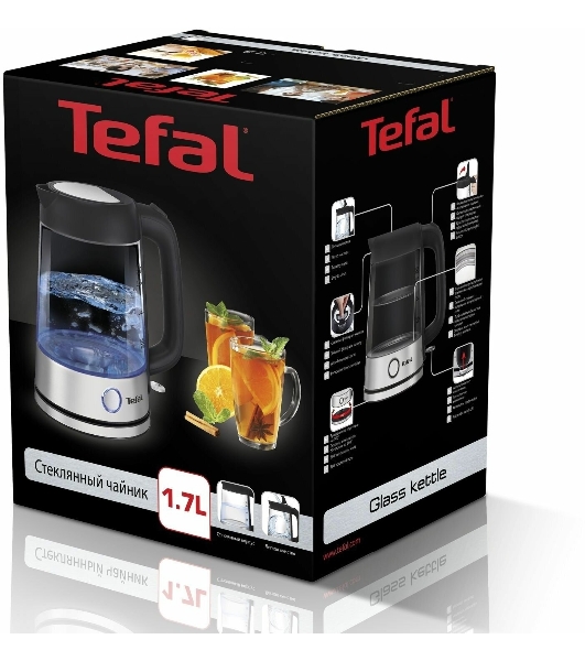 Электрочайник Tefal KI750D30 серебристый, 1.7 л, 2400 Вт, скрытый нагревательный элемент