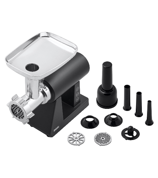 Мясорубка электрическая BBK MG3000 черный, 2500 Вт, 2.5 кг/мин, реверс, защита от перегрузки, металлический лоток, насадки - 7
