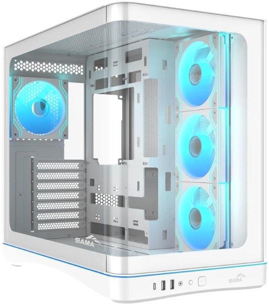 Корпус SAMA V62S, Midi-Tower, белый, 4 x 120 мм