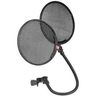 Поп фильтр sE Electronics Dual Pop Filter состоит из двух частей, первая часть изготовлена из прочной глянцевой ткани со стандартной тканевой мембраной и вторая металлическая на шарнирном механизме