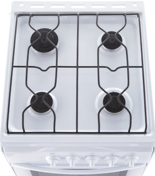Газовая плита Flama RG 24011 W белый, конфорок 4 шт, духовка 50 л, 50 см x 85 см x 60 см