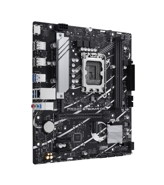 Материнская плата ASUS PRIME B760M-R D4, LGA 1700, Intel B760, 2xDDR4, 4xSATA, 2xM.2, 1xPCIe 4.0 x16, 1xPCIe x1, 1xHDMI, 1x 2.5Gb LAN, 4xUSB-A 2.0, 4xUSB-A 3.2 Gen 1, 3x3.5 мм, 7.1, mATX