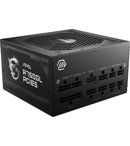 Блок питания MSI ATX 750W MAG A750GL PCIE5 Gen.5 80 PLUS gold (20+4pin) APFC 120мм fan 8xSATA Cab Manag RTL