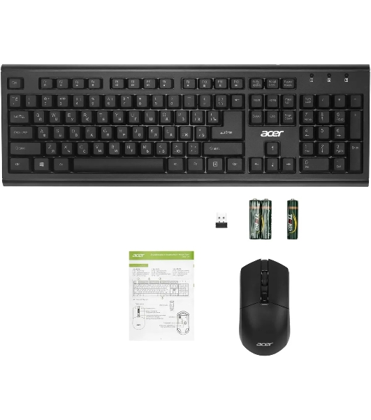 Комплект клавиатура+мышь Acer OKR120 беспроводной, USB, 1600 DPI, чёрный