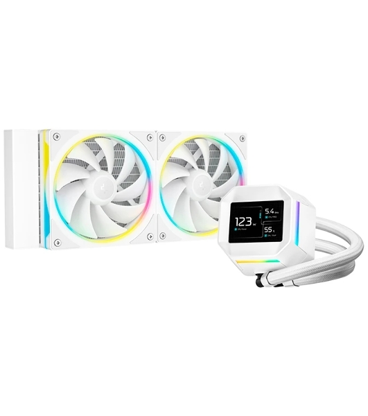 Система жидкостного охлаждения Deepcool LM240 WH ARGB Soc-AM5/AM4/1200/1700/1851 белый 4-pin 19-36dB Al LCD 220W 1404gr Ret (R-LM240-WHDMMC-1)