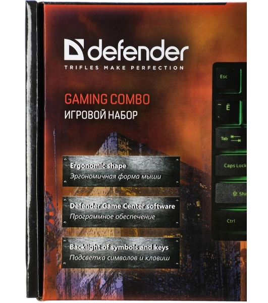 Комплект клавиатура+мышь Defender Glion C-123 проводной, USB, 1600 DPI, чёрный