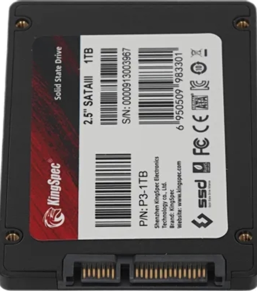Накопитель SSD KingSpec P3-1Tb, 1Tb, SATA, 2.5', R/W 570/560
