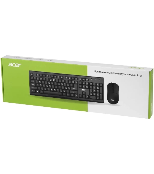 Комплект клавиатура+мышь Acer OKR120 беспроводной, USB, 1600 DPI, чёрный