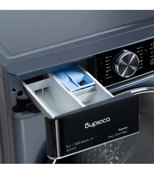 Стиральная машина Бирюса WM-SC914/15 W перламутровый синий, загрузка фронтальная 9 кг, 1400 об/мин, класс А+++