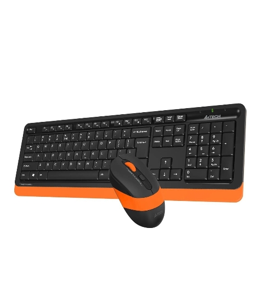 Комплект клавиатура+мышь A4Tech FStyler FG1010 беспроводной, USB, 2000 DPI, чёрный/оранжевый