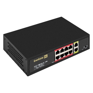 Коммутатор ExeGate EDGS-1082D.8PoE-120W, 8×100 Мбит/с PoE + 2×1 Гбит/с, неуправляемый