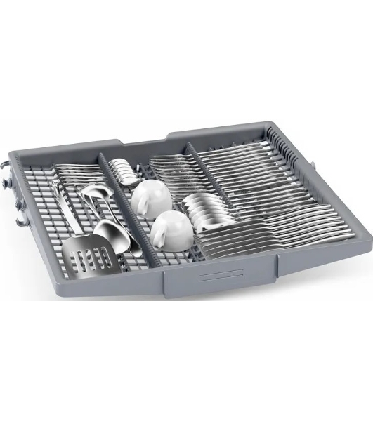 Встраиваемая посудомоечная машина Bosch SMD6ECX12E 60см., SilencePlus; Класс A-A-A; загрузка на 14 комплектов посуды, сенсорное управление, 8 программ, 59.8x55x81.5-87.5 см,сушка: с открыванием дверцы/с теплообменником, индикация на полу: проекция дисплея