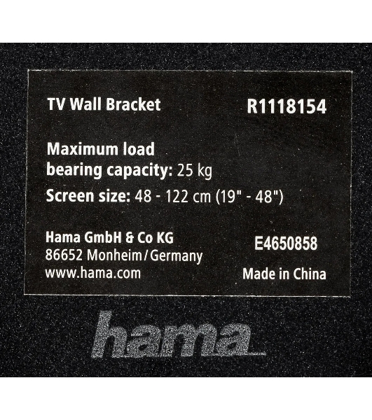 Кронштейн для телевизора Hama R1 118154 черный, 19'-48' макс. 25 кг, настенный, поворот и наклон