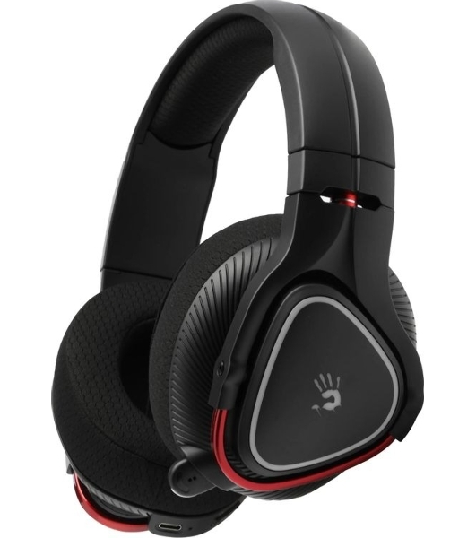 Гарнитура Bloody MR710 чёрный, беспроводная + проводная, Bluetooth, до 44 ч, подсветка
