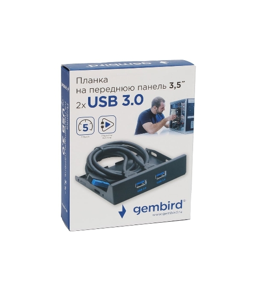 Планка USB 3.0 на переднюю панель 3.5' Gembird FP3.5-USB3-2A, USB, 2xUSB-A 3.0, USB