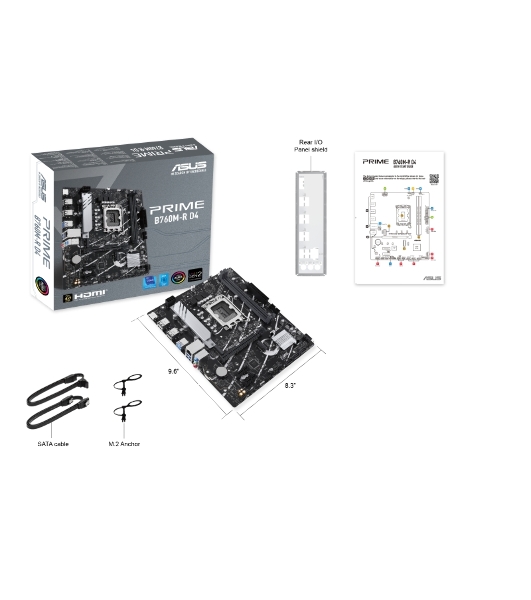 Материнская плата ASUS PRIME B760M-R D4, LGA 1700, Intel B760, 2xDDR4, 4xSATA, 2xM.2, 1xPCIe 4.0 x16, 1xPCIe x1, 1xHDMI, 1x 2.5Gb LAN, 4xUSB-A 2.0, 4xUSB-A 3.2 Gen 1, 3x3.5 мм, 7.1, mATX