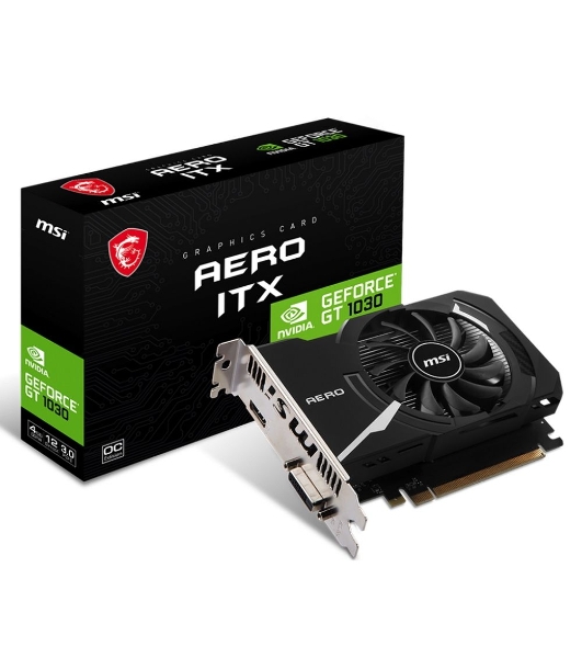Видеокарта MSI GT 1030 AERO ITX 4GD4 OC Nvidia GT 1030 4Gb, DDR4, PCI-E 3.0, HDMIx1 DVIx1 HDCP