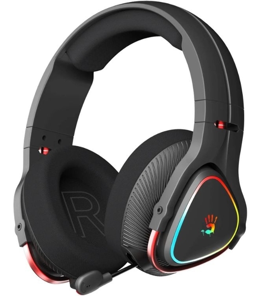 Гарнитура Bloody MR710 чёрный, беспроводная + проводная, Bluetooth, до 44 ч, подсветка