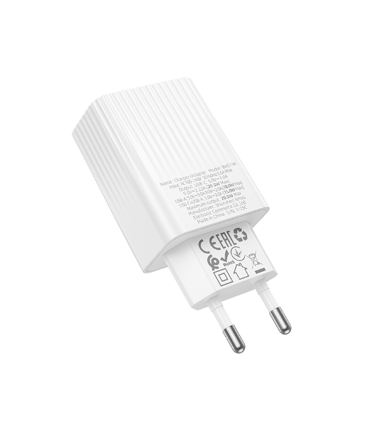 Сетевое зарядное устройство BOROFONE (6941991122767) BAS74A 1USB+1Type-C 3.0A QC3.0 PD 20W White