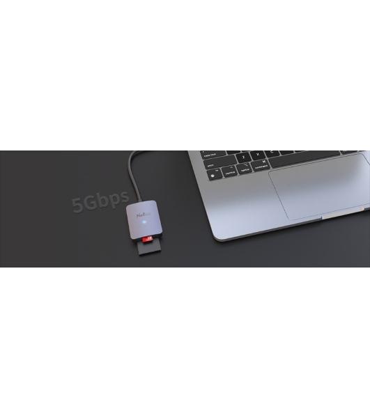Кард-ридер Netac Flash WK12/серый/SD/SDHC/SDXC/microSD/microSDHC/microSDXC/USB 3.0 Type-C/пластик