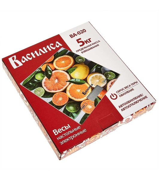 Весы кухонные электронные ВАСИЛИСА ВА-020 'Цитрусовый микс': 5 кг, стекло (12)