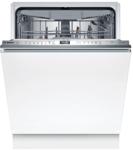 Встраиваемая посудомоечная машина Bosch SMD6ECX12E 60см., SilencePlus; Класс A-A-A; загрузка на 14 комплектов посуды, сенсорное управление, 8 программ, 59.8x55x81.5-87.5 см,сушка: с открыванием дверцы/с теплообменником, индикация на полу: проекция дисплея