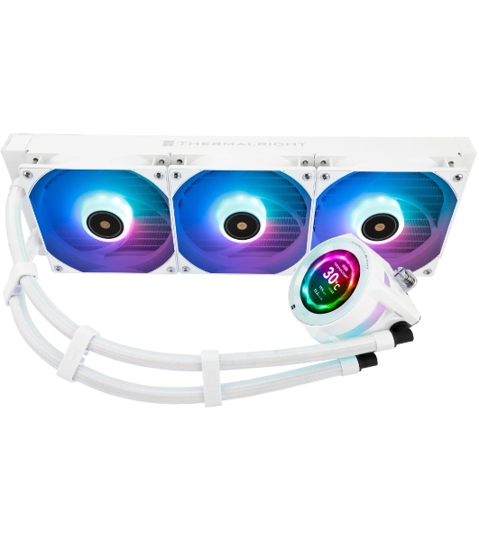 Система жидкостного охлаждения Thermalright Core Vision 360 (360mm, LED, White, ARGB/Fans: 3x120mm, 72.37CFM, 27.7dBA, 2000RPM/Pump height 66mm, Rad thickness 27mm/S: 1700, 1200, 1851, 115X, 2011, 2066, AM5, AM4)