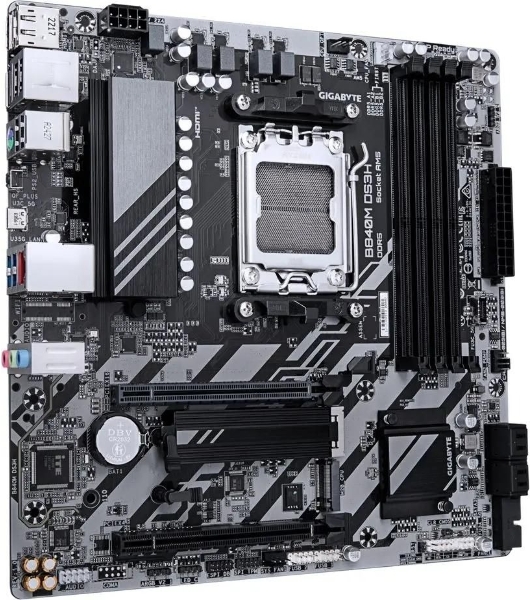 Материнская плата Gigabyte B840M DS3H, AM5, AMD B840, 4xDDR5, 4xSATA, 2xM.2, 1xPCIe 4.0 x16, 1xPCIe 3.0 x4, 2xDP, 1xHDMI, 1x2.5Gb LAN, 3xUSB-A 5Gbps, 8xUSB-A 2.0, 1xUSB-C 5Gbps, 3x3.5 мм, 7.1, mATX