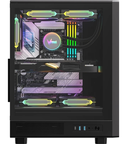 Компьютерный корпус Formula V Line MANA Dynamic Black AR, ATX, TYPE-C*1, USB3.0*2, FRONT 3x120мм ARGB, REAR 1x120мм ARGB